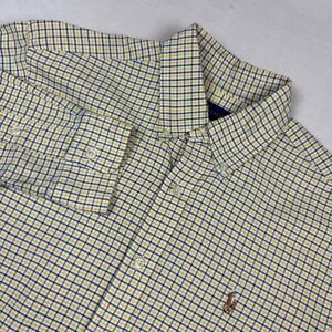 Ralph Lauren Classic Fit Shirt‎ Mens M Yellow Blue Check Button Down Long Sleeve